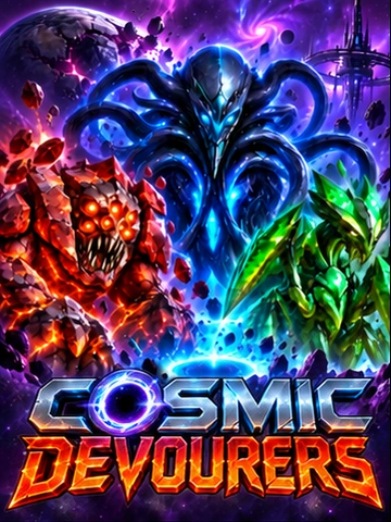 Three alien devourers above a cosmic portal